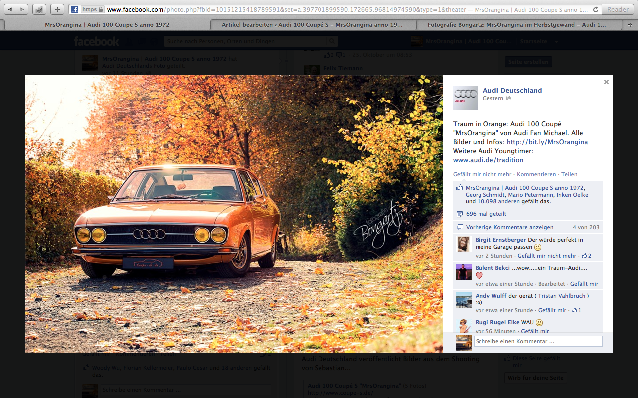 17.500 Facebook Likes für Audi 100 Coupe S!